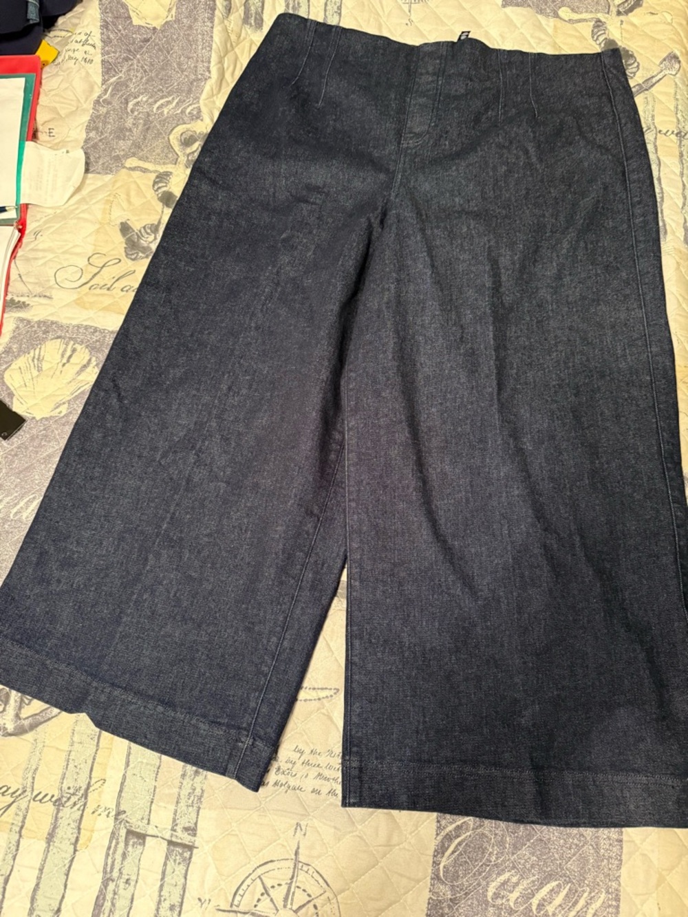 NWT SPANX Zero Waistband Crop Womens Wide Leg Jeans Raw Indigo Wash Size 2x - Picture 2 of 12